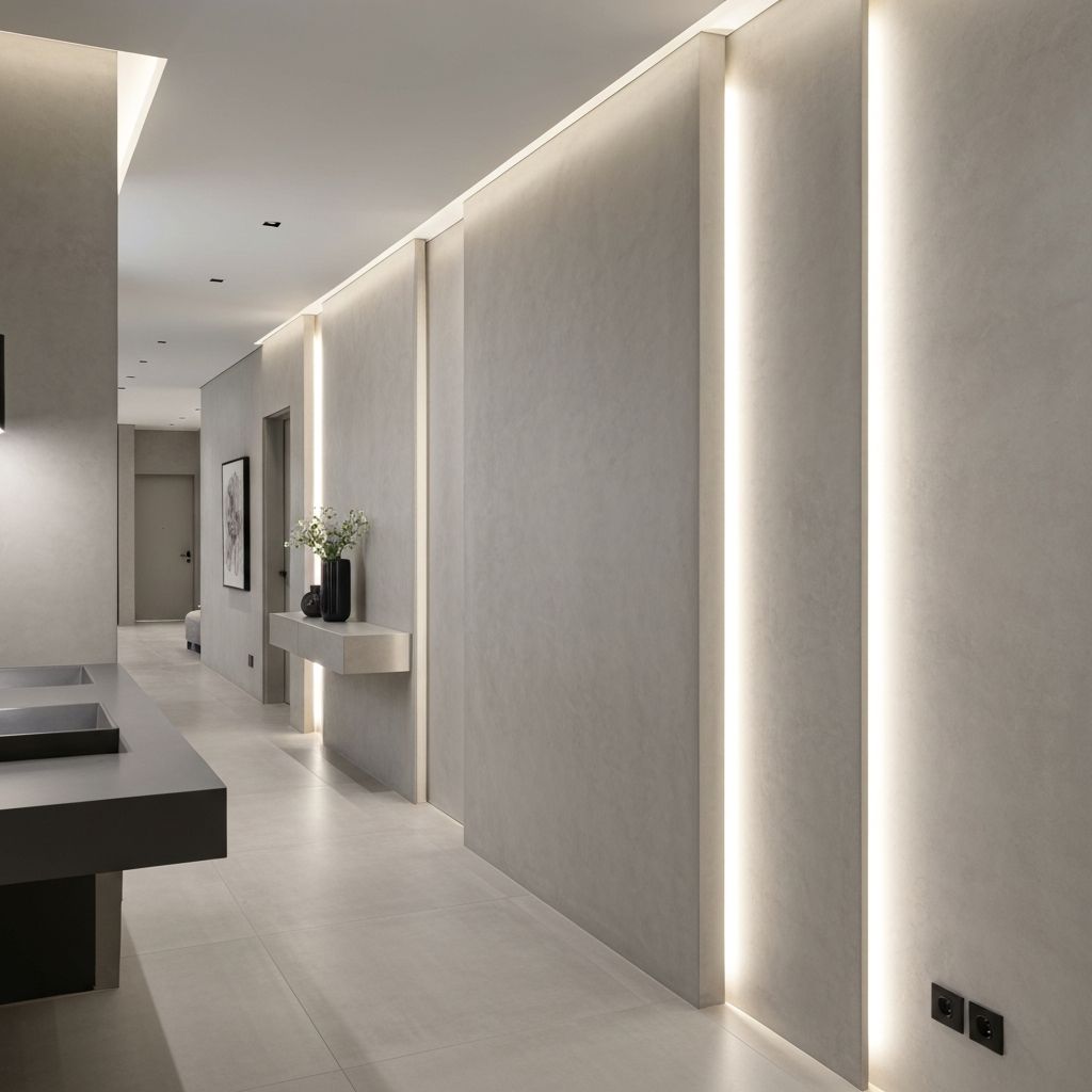 Micro cement hallway installation